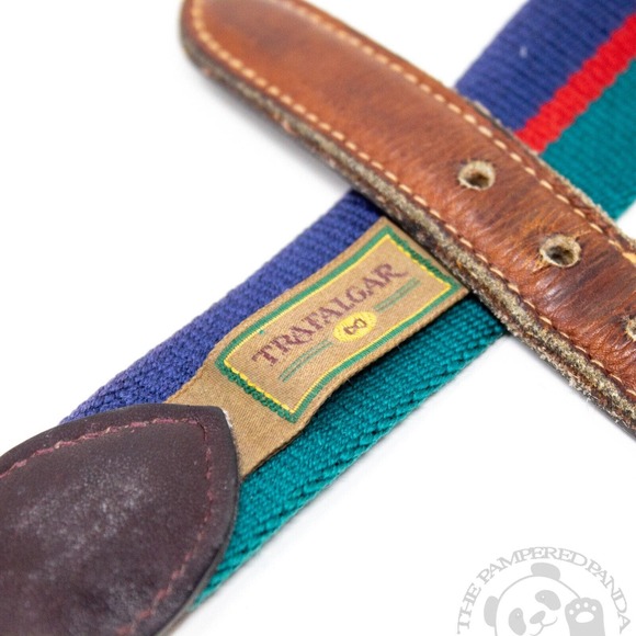 Trafalgar Leather Canvas Belt Multicolor Gold Brass USA Made Mens Size 30 600 - Picture 4 of 6